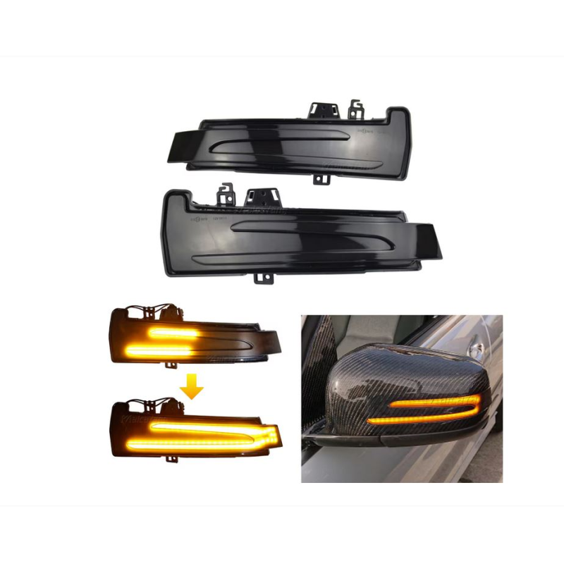 Semnalizare oglindă LED fumurie, funcție dinamică, pentru Mercedes-Benz A-Class, B-Class, E-Class, CLA, S-Class W221.