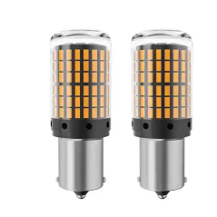 Set 2 Becuri LED de semnal PY21W BAU15S LED 1156 pentru semnalizare culoare portocaliu 144 SMD