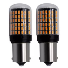 Set 2 Becuri LED GALBEN cu anulator P21W BA15S