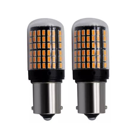 Set 2 Becuri LED GALBEN cu anulator P21W BA15S